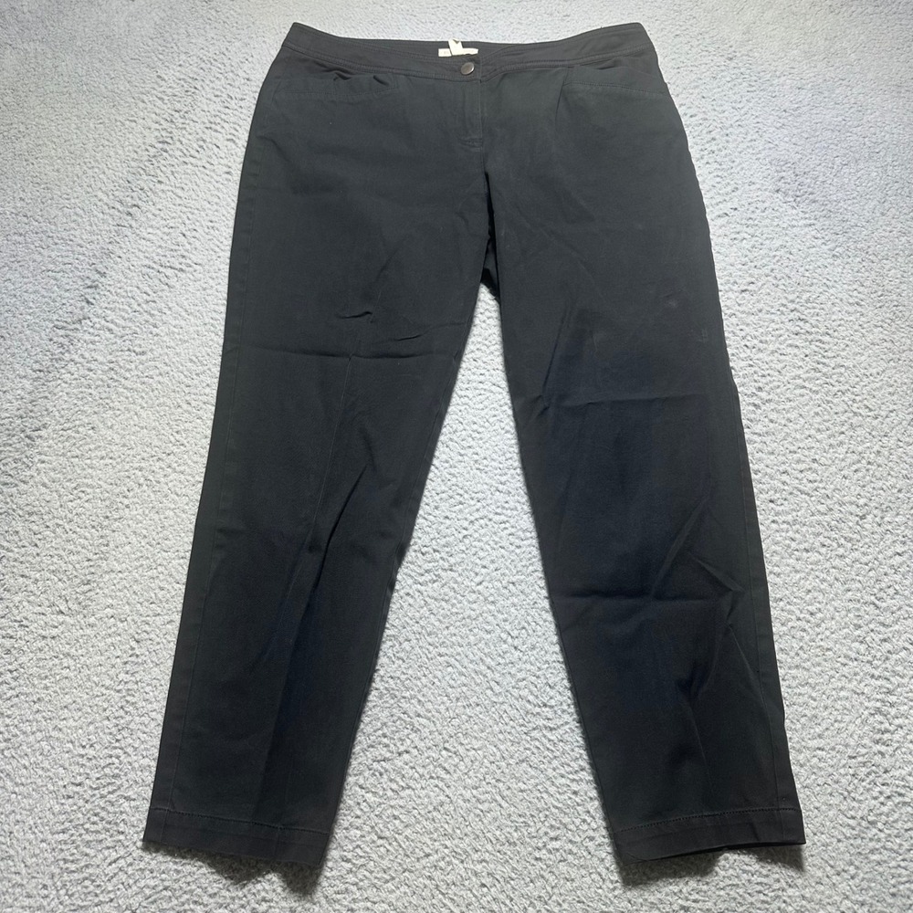 Eileen Fisher Womens Black Organic Cotton Stretch Pants Straight Leg Size M